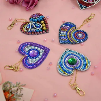 HUACAN Keychain Diamond Maľovanie Šperky Keyring Diamond Výšivky Predaj Cartoon DIY Taška Dekorácie Handmake Dary