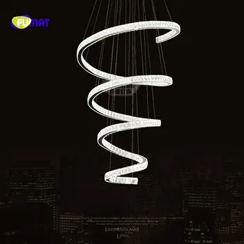 FUMAT Moderné Strieborné Koleso Dlho Točí Dizajn K9 Crystal Stainess Ocele LED Prívesok Osvetlenie Luxusné Listry Lampa Pre Jedáleň