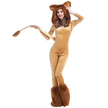 Dospelé Dievča Zvierat Cosplay Deluxe Sprievodca Lion King Kostým Halloween Party Lev Hoodie Kombinézach Ženy Výkon Kostýmy