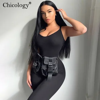 Chicology bodycon športových jumpsuit dlhé nohavice nohavice sxy bez rukávov 2020 lete streetwear bežné ženské elegantné šaty lady