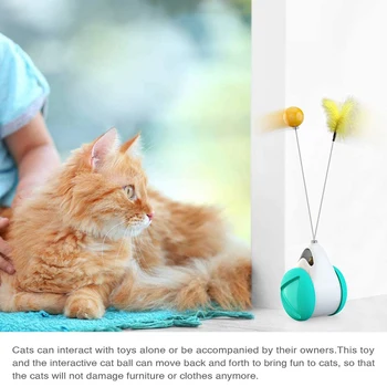 Interaktívne Cat Hračka Chaser Hojdačky Ďalej Späť Provokujúcej Loptu Rod Tumbler Vyvážené Koleso Lov Pet Hračky pre Vnútorné Mačiatko