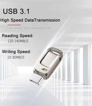 EAGET CU31 32GB/64GB/128GB Kovové USB 3.0/Typ-C Flash Pamäť Stick OTG Typ C Pero Disk Mini U Diskov Pre PC
