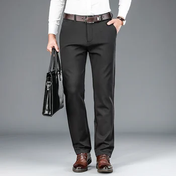 - SHAN-BAO business gentleman slim straight bežné nohavice jesenné a zimné oblečenie značky luxusné high-kvalitné pánske nohavice