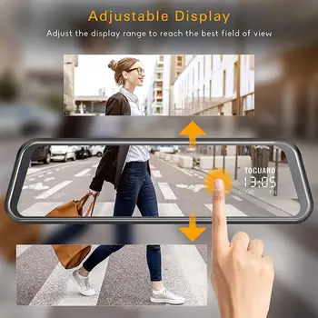 10 palcový 4G Auta DVR Android 8.1 Stream Spätné Zrkadlo HD 1080P ADAS Dash Cam Kamera, videorekordér Auto Registrátor Dashcam GPS