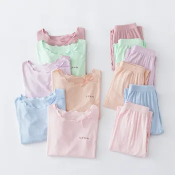 Deti pyžamá Lete Dievčatá sleepwear Dlhým rukávom tenký pyžamo sady Bežné Modálne domov vyhovovali Dievčatá v Lete Anti-Komár Oblečenie sady