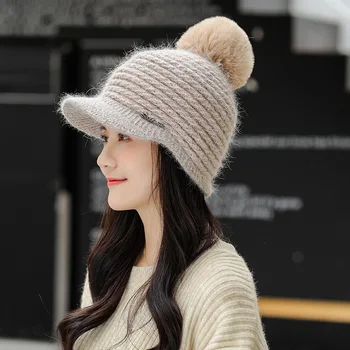 Dámske Pletené Klobúk, Klobúk Králik Klobúk kórejský módny klobúk teplé spp na koni vetru klobúk jeseň/zima baseball cap