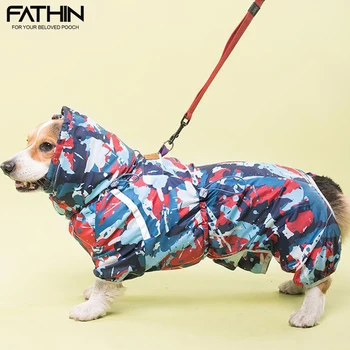 FATHIN Welsh Corgi Pes Nepremokavá Srsť Psa Jumpsuit Pet Oblečenie, Pršiplášť Oblečenie pre psy s Reflexné Pásky L-6L pre Veľké Psy