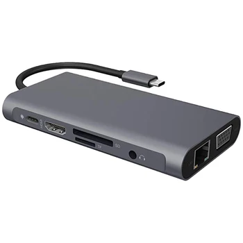 USB 3.1 Typ-C Hub Na RJ45 Adaptér HDMI 4K Thunderbolt 3 USB C Hub s Nábojom 3.0 TF SD Slot Čítačky PD pre MacBook Pro/Vzduch