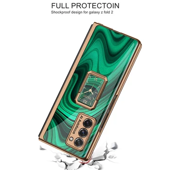 Luxusné Electroplate Držiak Krúžok obal pre Samsung galaxy Z Fold 2 5G Prípade Plexisklo Pevný Zadný Ochranný Kryt pre Z fold 2