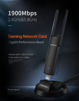 1900Mbps COMFAST CF-939AC Gigabit Wireless 2.4 G/5.8 GHz Dual Band 802.11 AC USB3.0 Bezdrôtový WiFi Dongle mini Adaptér pre Sieťové Karty