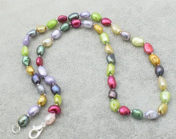 Sladkovodné perly multicolor barokový 4-6 mm chocker náhrdelník prírody 16