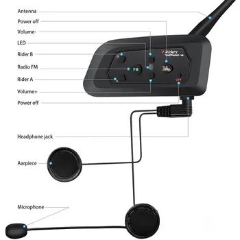 V4 Intercom Intercomunicadores De Casco Moto Prilba Bluetooth Headset Intercomunicador Moto Rádio 4 Jazdcov 1200m Intercom Moto