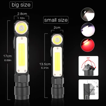 Magnetické LED Baterka Najviac Svetlé Taktické KLASU Ľahké Nepremokavé USB Nabíjateľné Baterky Chvost Magnet Svetlo 90 Stupňov Rotácie