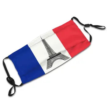 Pod vlajkou Francúzska Umývateľný Úst Tvár Masku pre Dospelých francúzsky La Tour Eiffel Anti Haze Masku proti Prachu s Filtrom Respirátor Utlmiť PM 2.5