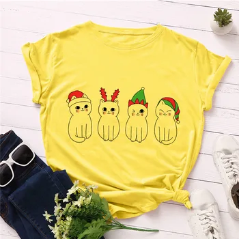 2020Women T-shirts Ropa Mujer Zábavné Grinch Vianočné Tlač Tričko Bežné Harajuku Goth Top Ročník Estetické Žlté Tričko