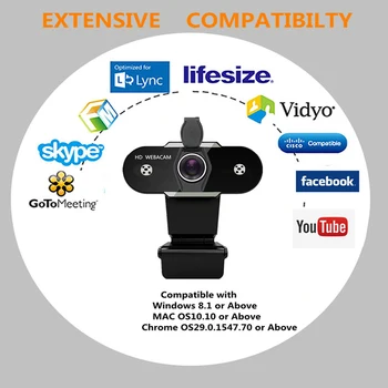 2K v kvalite 1080P HD Kamera S Krytom A Mikrofón Auto Focus PC Desktop Webkameru Pre Live Broadcast Video Hovor PC on-Line Vzdelávanie
