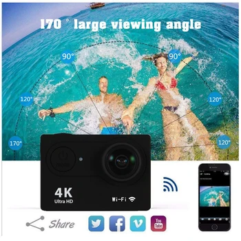 Ultra HD 4K/30fps Pôvodné H9 Akcia Fotoaparát, WiFi 2.0 palcový 170D Nepremokavé Prilby, Športové Vačky, Nepremokavé Nahrávanie Videa Kamier