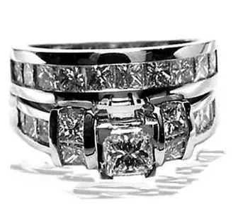 Choucong Unikátny Prsteň 925 sterling silver Princezná rez AAAAA cz Zapojenie Kapela Prstene Pre Ženy, mužov, Svadobné Šperky
