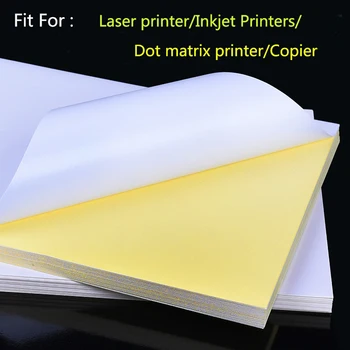 50 Listov A4 Laserové, Atramentové Tlačiarne, Kopírky, Craft Papier Biele Samolepiace Nálepky, Štítok Matný Povrch Papier