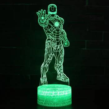 Superhrdina Iron Man téma 3D Lampa LED nočné svetlo 7 Farieb Zmeniť Dotyk Náladu Lampa Vianočný darček Dropshippping
