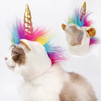 2019 Oxford Tkanina Halloween Mačka Cosplay Jednorožec Klobúk Pet Zvierat Hlavy, Šaty, Oblečenie Cartoon Zvierat Spp Zdobiť Handričkou Jednotné