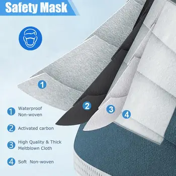 POWECOM Ochranné Masky Topiť-fúkané protiprachová uhlím Masku, Jednorazové Tvár, Ústa, Masku pre Dospelých Unisex (Bez Krabice) Denne