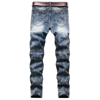 Muži roztrhlo dlho jeans denim muži jeseň/zima módne bežné nohavice bavlna otvor zničiť kvalitné džínsy pre male plus veľkosť