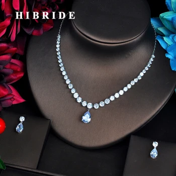 HIBRIDE Módne Jasné, CZ Dubaj Svadobné Šperky sady Pre Ženy Príslušenstvo Prívesok Náhrdelník Nastavenie Strany Šperky N-560