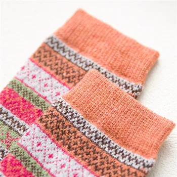 5 Párov Jeseň Zimné Dámske Vlnené Ponožky Japonský Pruhovaných Ponožiek, Zahustenie a Teplé Ponožky Ženy 395