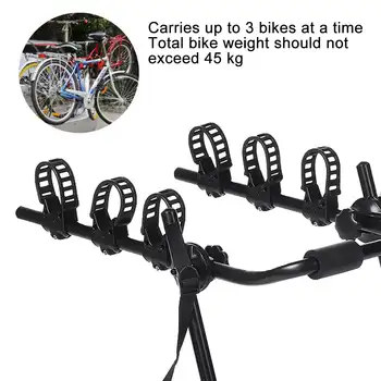 3-Bike Dopravcu Auto nosič Bicyklov Automobilový batožinového priestoru Rack Mount Požičovňa Stojan Batožiny Auto Rack 45kg Zaťaženie Rýchla Inštalácia