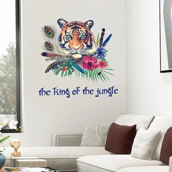 Osobné módne Tiger Pierko Nálepky na Stenu spálne Vstup pozadie Home Decor Art Obtlačky 3D Tapety, dekorácie, nálepky