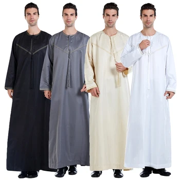 Pánske Oblečenie Župan Dlhý Rukáv Saudskej Arabských Thobe Jubba Thobe Thoub Abaya Muž Kaftan Blízkom Východe Islamskej Jubba Thobe Moslimské Oblečenie