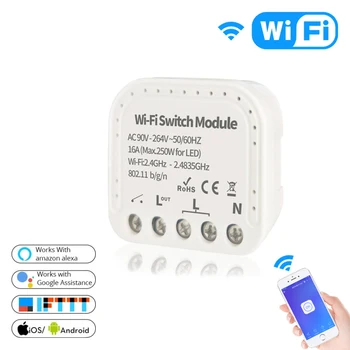 Tuya/ Ewelink Smart Wifi Switch Modul DIY Istič App Riadenie 16A Podpora Externého Smart Switch Pracuje S Alexa Domovská stránka Google