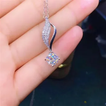 Moissanite Prívesok 1CT 6,5 MM VVS Lab Diamantový Náhrdelník Reálne 925 Sterling Silver Jemné Šperky pre Ženy Výročie Svadby Darček