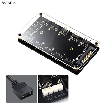 5V 3-pin RGB 10 Hub Rozbočovač Napájania SATA 3pin ARGB Adaptér Predlžovací Kábel