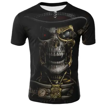2020 nové kolo krku lebky 3DT tričko pánske motocykel punk 3D tlač T-shirt pánske oblečenie T-shirt letné top pánskej módy tr