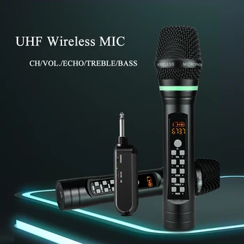 Nabíjateľná UHF Prenosných Bezdrôtových Bluetooth Karaoke Mikrofón Micro Echo Výšok, Basov Nastavenie Kanálu Domov Mikrofóny