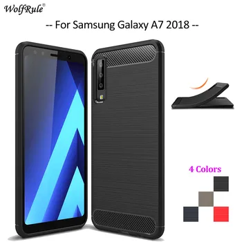 Carbon Fiber Telefón puzdro Pre Samsung Galaxy A7 2018 Prípade Mäkké TPU Zadný Kryt Pre Samsung A7 2018 Robustný Telefón Nárazníka A750 6