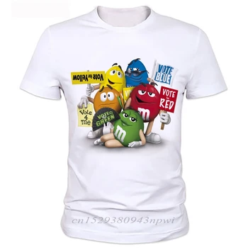 Topy funny t-shirt grafické tees mužov/žien 3d animovaný tlač potravín tričko M&M ' s Chocolate Krátky Rukáv hodvábne T-Shirts
