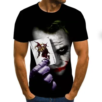 2019 noví ľudia, tričko, Náčrt, klaun 3D Vytlačené T Shirt Mužov Joker Tvár Príležitostné O-krku Mužské tričko Klaun Krátke Rukávy vtip topy