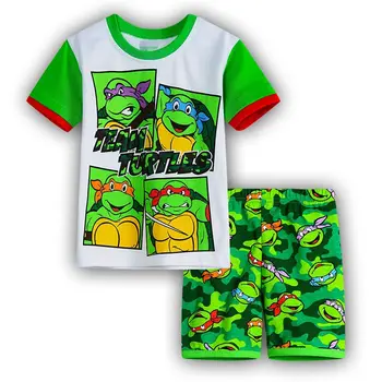 Oblečenie pre voľný čas Pyžamo Cartoon Korytnačky 2020 Odev Cosplay Bavlna chlapčeka T-košele, Krátke Rukávy Dieťa Oblečenie Detí Pyžamo Nastaviť