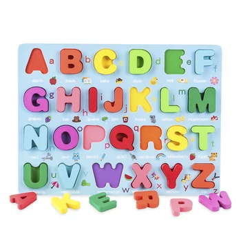 Drevené hračky 3D puzzle Montessori číslo abecedy tvar párovanie hra raného vzdelávania kognitívne vzdelávacie hračky pre deti baby