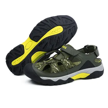 Letné Pu Kožené Sandále Pre Mužov Gumy Vonkajšie Mužov Pláže Topánky Anti-Slip Trekové Sandále Hmotnosť Svetlo Muž Turistické Sandále