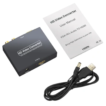 Neoteck 1080P VGA HDMI Prevodník Box HD HDTV Video Prevodník VGA Adaptér pre HDMI s RCA Výstup pre PC HDTV Adaptér VGA HD