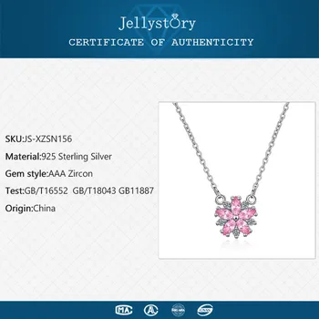 Jellystory módne 925 sterling silver šperky kvetina náhrdelník s tvarované zirkón ružový prívesok pre ženy svadobný sľub strany