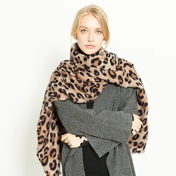 Veľká Veľkosť Cashmere Šatku Ženy Zime Teplé Leopard Vytlačené Šatkou Dlhé Mäkké Šatky A Stoles Základné Deformácii #RN
