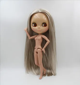 Blygirl,Blyth bábiku,Striebro rovné vlasy, nahé bábiku, 1/6 tela, Pálením pokožky,19 spoločného orgánu, môžu byť použité na šaty a make-up jej