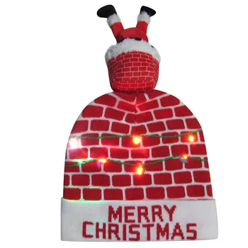 Farebné Veselé Vianoce LED Svetlo-až Zrastov шапка Čiapočku Hairball Teplé Spp Darček Slávnostné klobúk optický žiariace Vianočné hat 40*