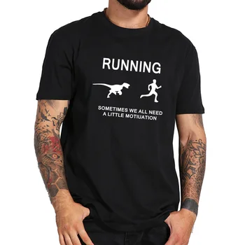 Bežecká Motivácia T Shirt Zábavné Dinosaura Fitness T-shirt Mužov Bavlna Pohodlné Tričko Black White Posádky Krku Topy EÚ Veľkosť