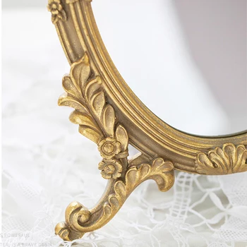 Európska Retro Zrkadlo Domáce Dekorácie Spálňa Ploche Zlaté Úľavu Make-Up Zrkadlo Luxusné Nástenné Dekor Živice Obliekanie Zrkadlá